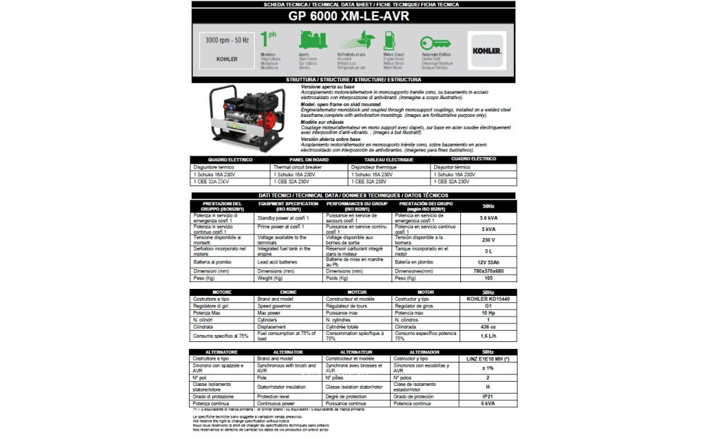 Generatore  Green power GP 6000 XM LE AVR Usato - 2