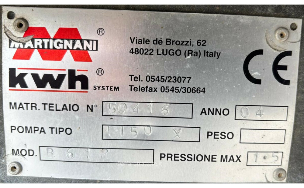 Martignani NEBULIZZATORE KWH MARTIGNANI, B 612 SHUTTLE 1500 L Gebraucht - 6