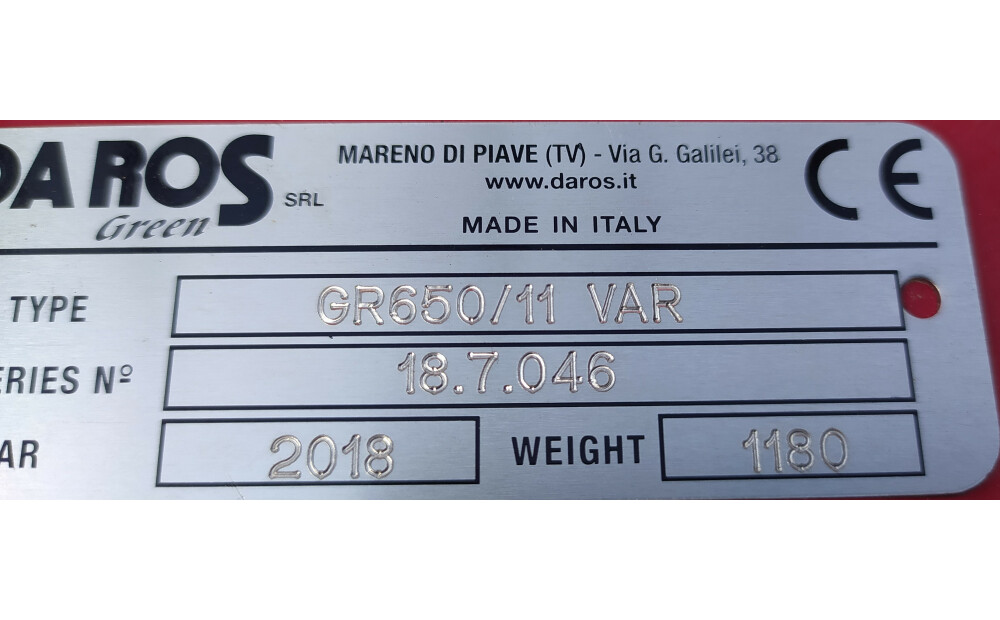 Giro ranghinatore  Daros GR 650/ 11 VAR Nuovo - 3